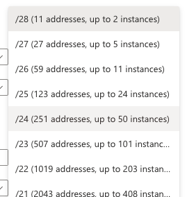 Subnet size selection