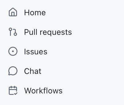 Screenshot of the GitHub app menu