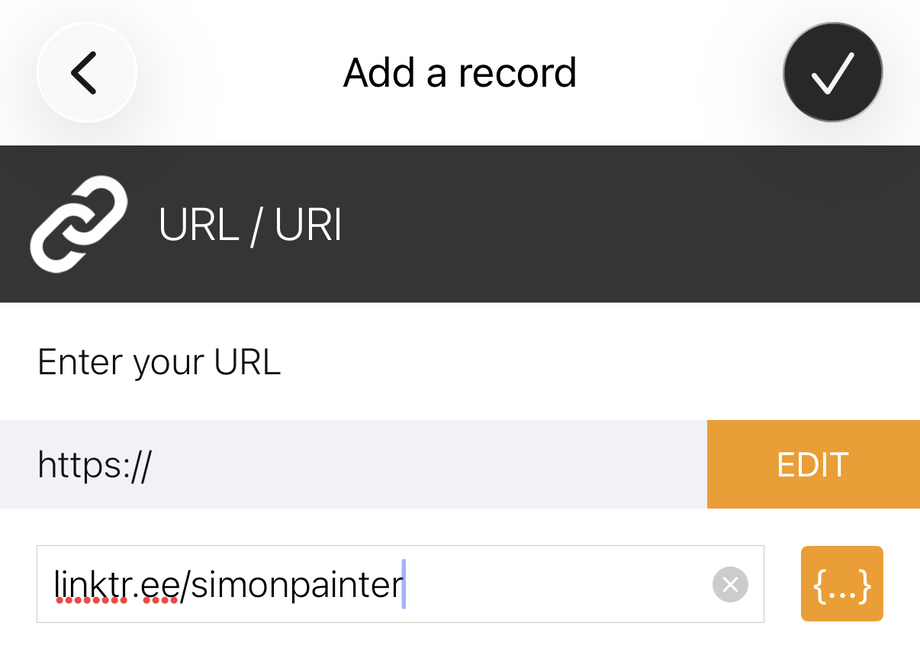 NFC Tools URL entry screen